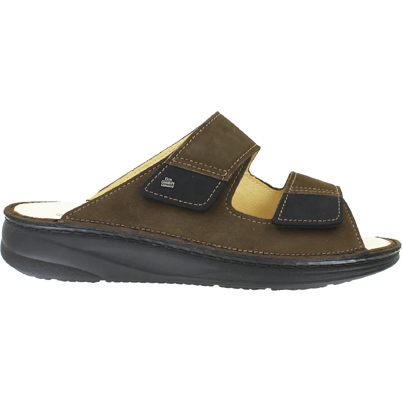 sandals for men with minimalist leather designMen's Finn Comfort Psara Chestnut/Black Nubuck