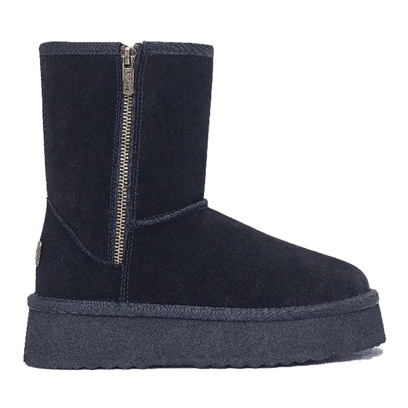 Comfortable snow boots for women with non-slip tread-UGG Premium Short Zip Platform Boot