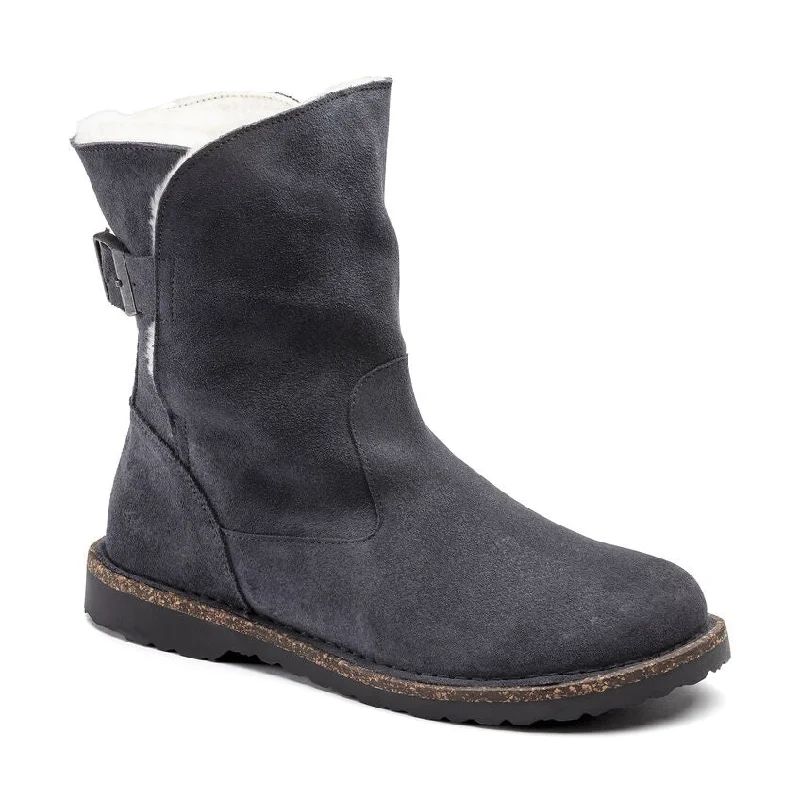 Slip-on ankle boots for women with round toe-UPPSALA SHEARLING BOOT - 1021084 - GRAPHITE/NATURAL