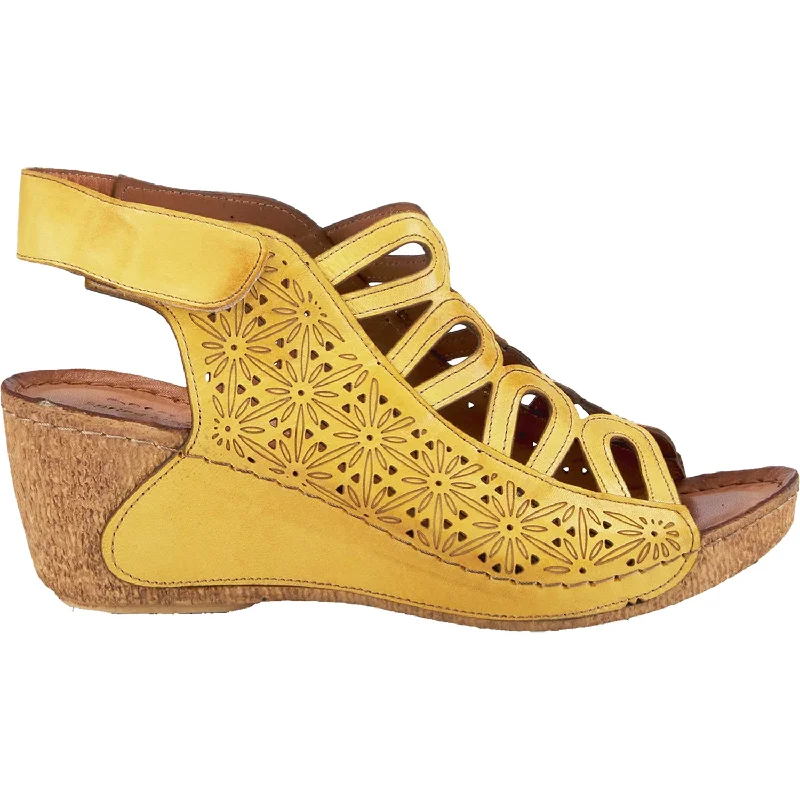 sandals with orthopedic footbeds for comfortWomen's Spring Step Inocencia Yellow Leather