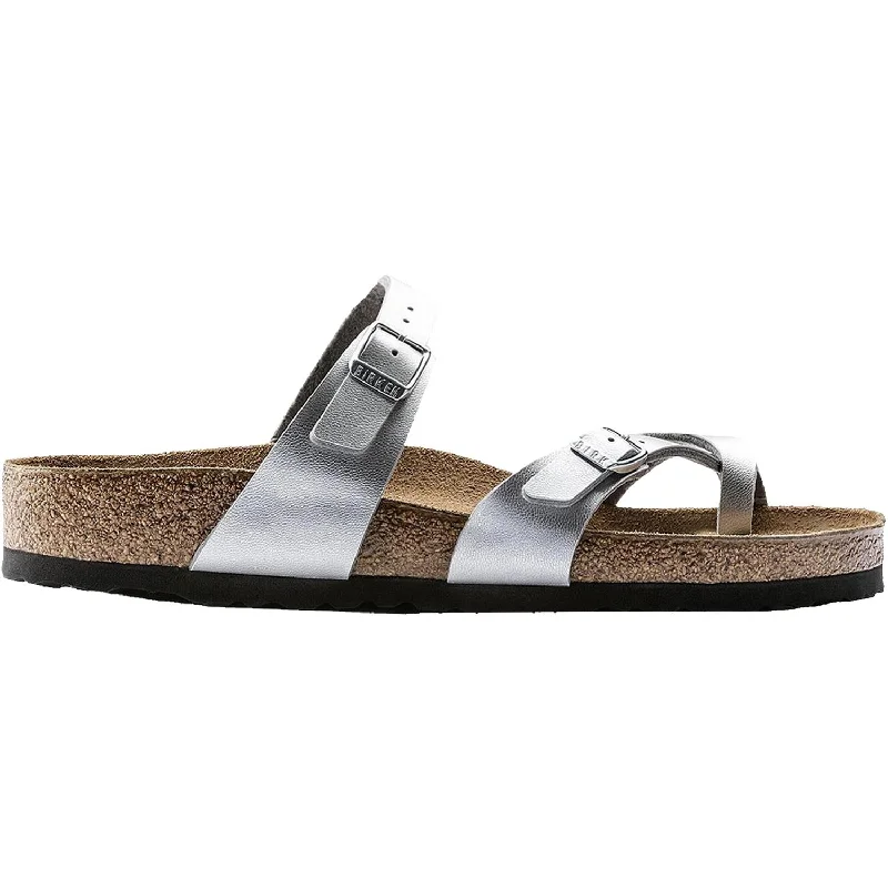 sandals for everyday wear with chic strapsWomen's Birkenstock Mayari Silver Birko-Flor