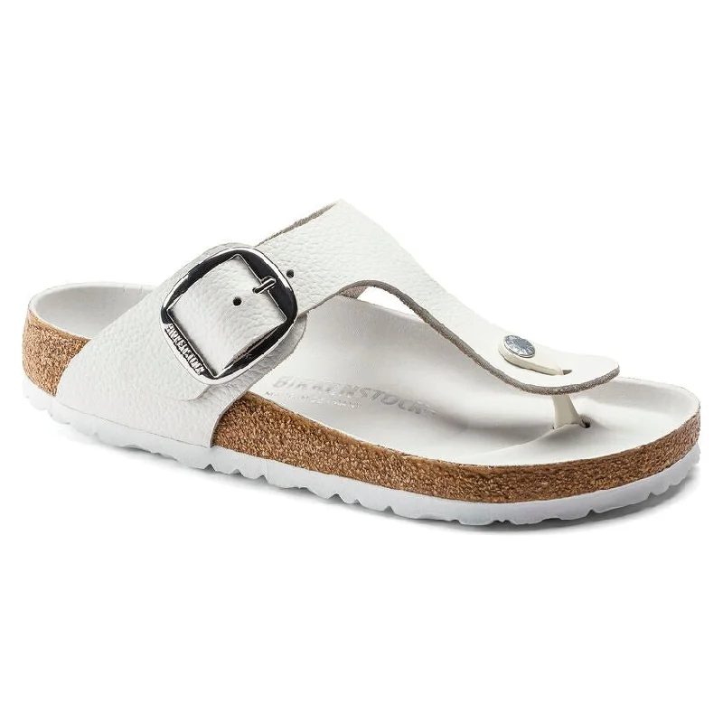 trendy sandals for womenGizeh Big Buckle Leather White