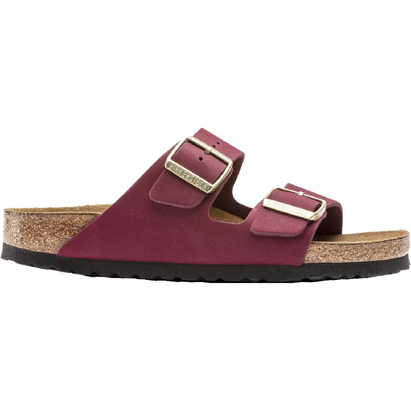 sandals for men with water-resistant materialWomen's Birkenstock Arizona Soft Footbed Maroon Nubuck