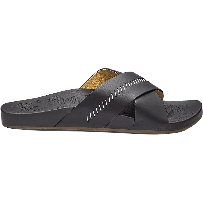 sandals for women with minimalist designWomen's OluKai Kipe'a Olu Black Leather