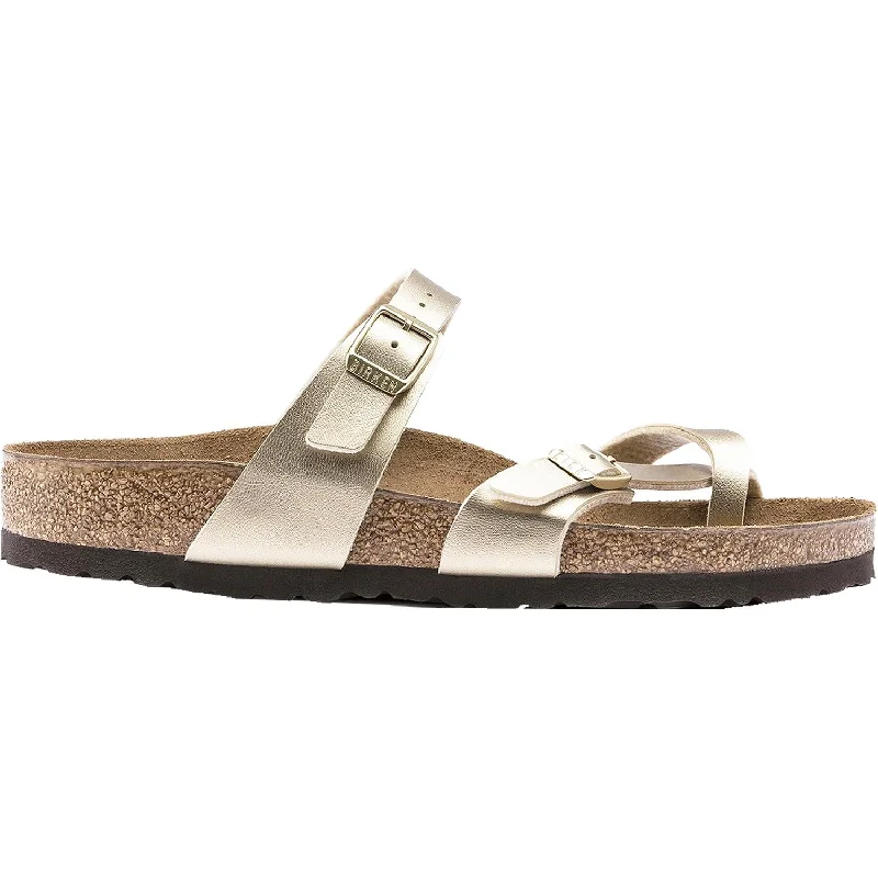 sandals for outdoor parties with fashionable lookWomen's Birkenstock Mayari Gold Birko-Flor