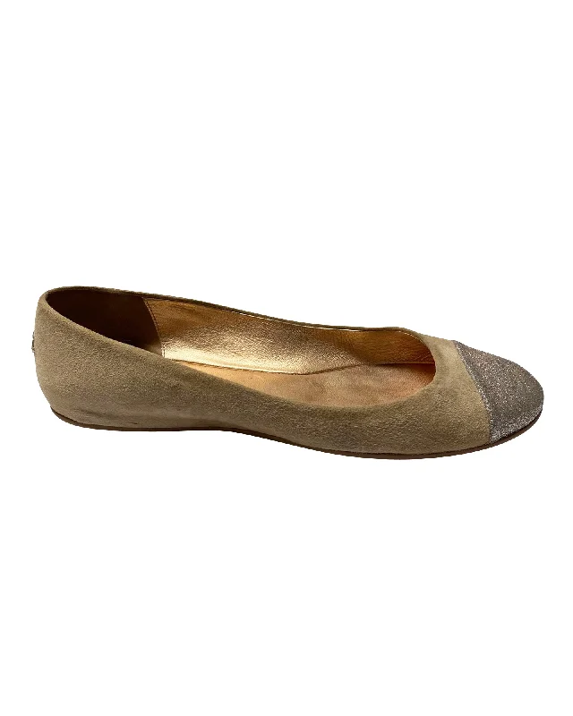 Stylish flats with ankle straps for a chic touch-Flats for bold fit-Jimmy Choo Watson Flats in Beige Suede