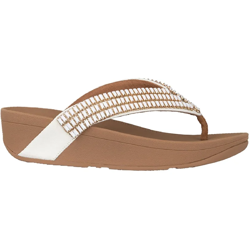 sandals for summer strolls with comfortable fitWomen's Fit Flop Surfa Crystalstone White Fabric