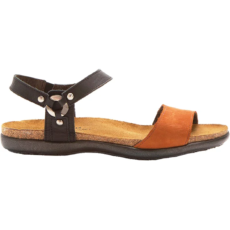 sandals for stylish summer day tripsWomen's Naot Sabrina Jet Black Leather/Hawaiian Brown Nubuck