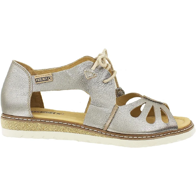 sandals with soft and plush footbedWomen's Pikolinos Alcudia W1L-0917CL Stone Metallic Leather