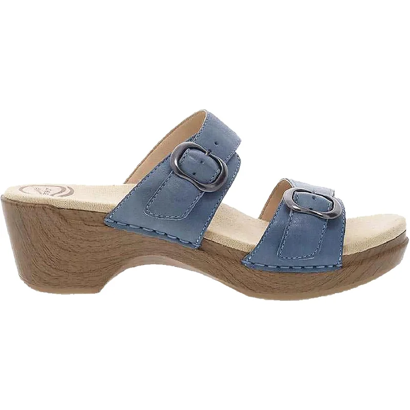 sandals for women with playful floral patternsWomen's Dansko Sophie Blue Burnished Milled Leather