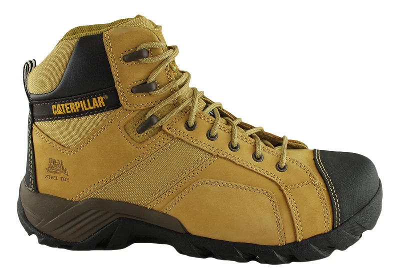 Fashionable boots for women with sleek, polished finish-Caterpillar Cat Argon Hi Side Zip Mens Steel Toe Work/Safety Boots