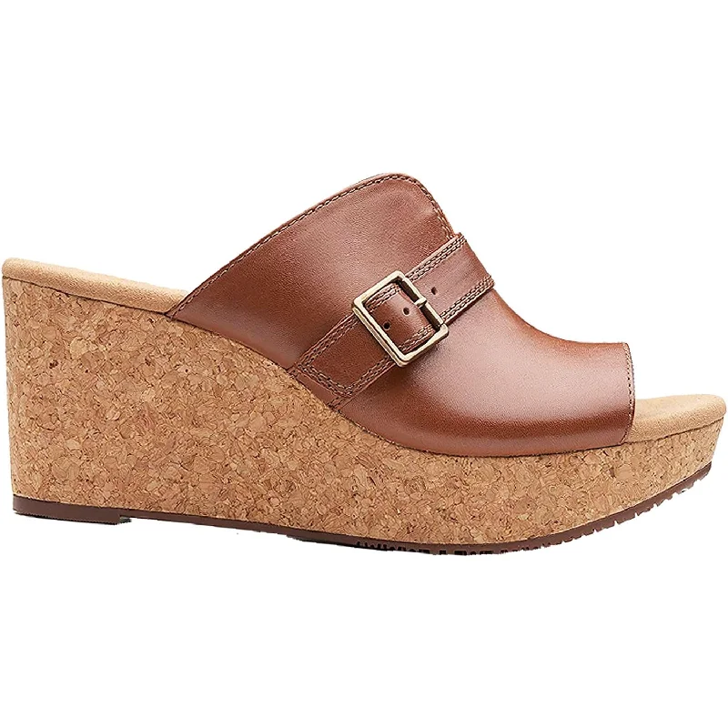 sandals with memory foam footbed for comfortWomen's Clarks Annadel Holly Dark Tan Leather