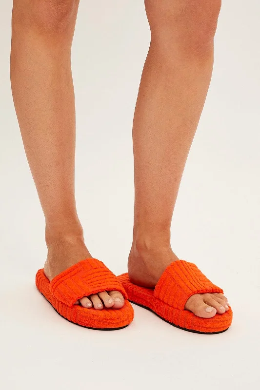 slippers for women with chic bow detail for a stylish finish-Slippers with gated design-Orange Toweling Detail Slippers