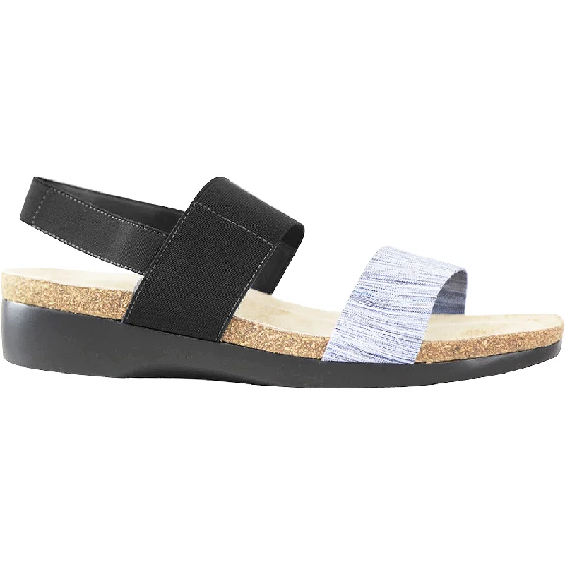 sandals with trendy detailing for extra flairWomen's Munro Pisces Black Stretch Fabric/Blue Stripe Leather