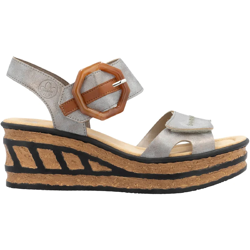 sandals for comfortable, long walks in summerWomen's Rieker 68176-40 Grey/Cayenne Synthetic