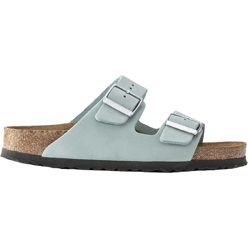 sandals with customizable straps for perfect fitWomen's Birkenstock Arizona Soft Footbed Faded Aqua Nubuck