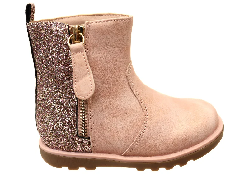 Trendy boots for women with faux leather upper and heel-Grosby Roby Kids Girls Comfortable Boots