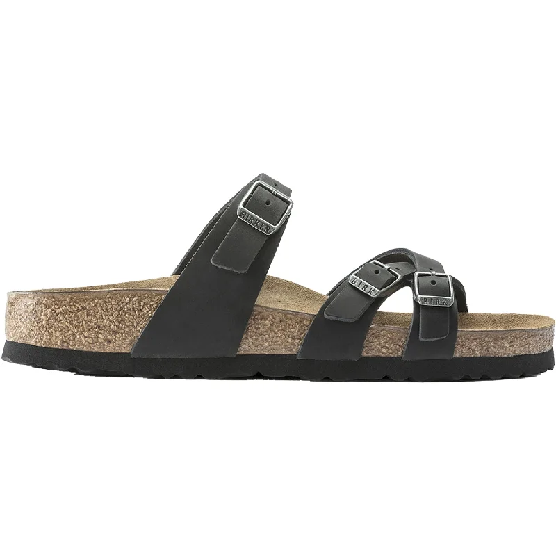 sandals with adjustable buckles for perfect fitWomen's Birkenstock Franca Black Oiled Leather