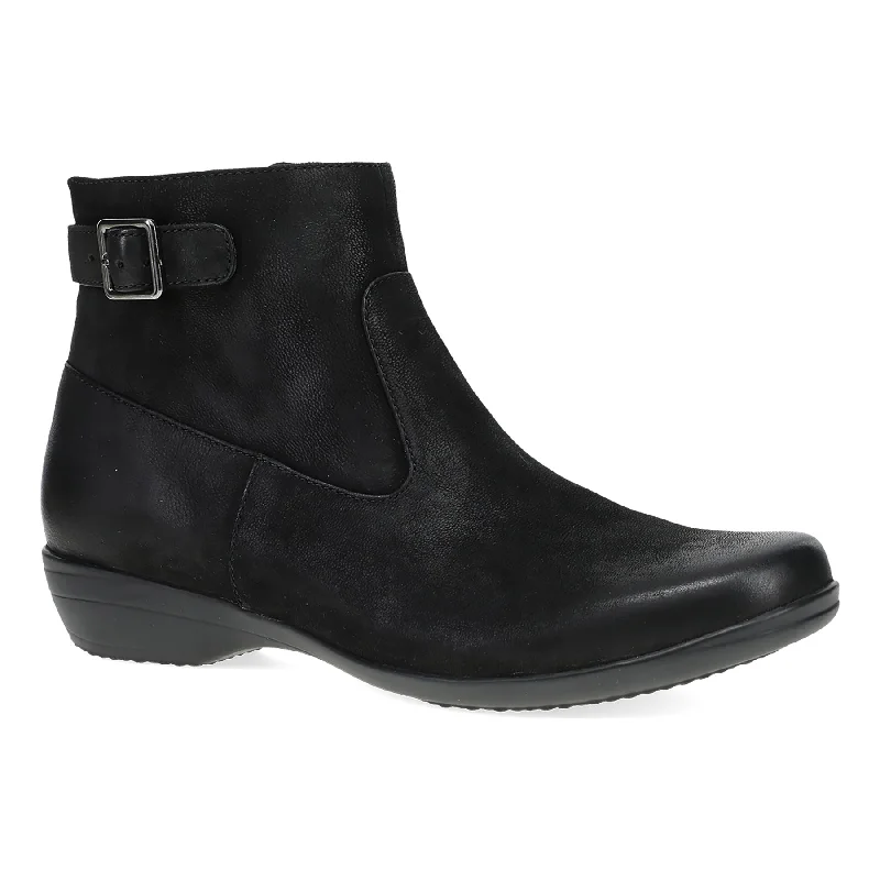 Suede ankle boots for women with decorative zipper-Finnley