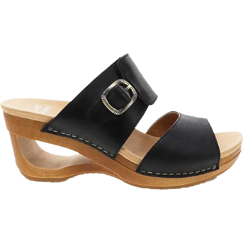 sandals for summer picnics with comfy designWomen's Dansko Tawny Black Waxy Calf Leather