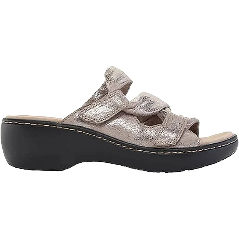 sandals for summer picnics with comfy designWomen's Clarks Delana Jazz Pewter Metallic Leather