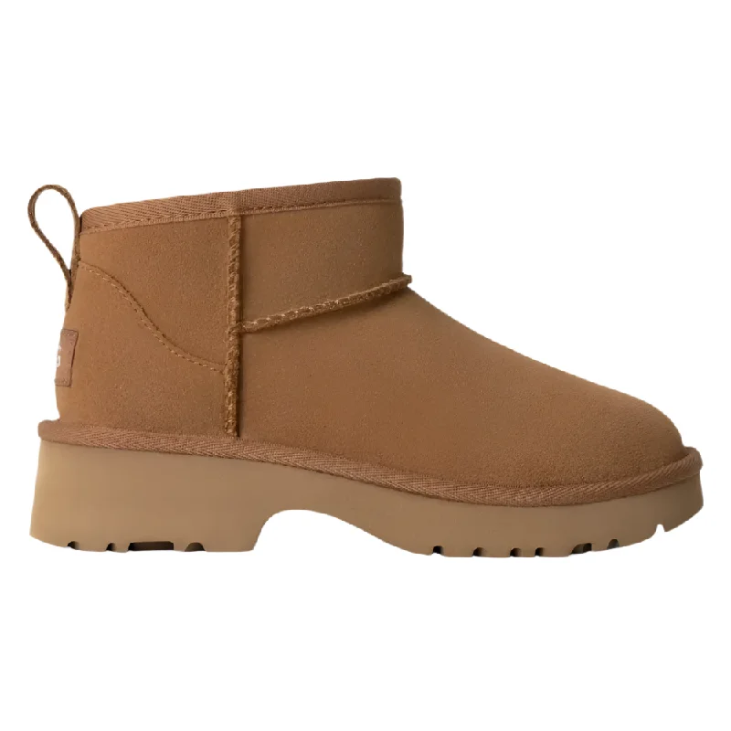 Stylish combat boots for women with quilted material-Ugg Women's Ultra Mini New Heights Chestnut