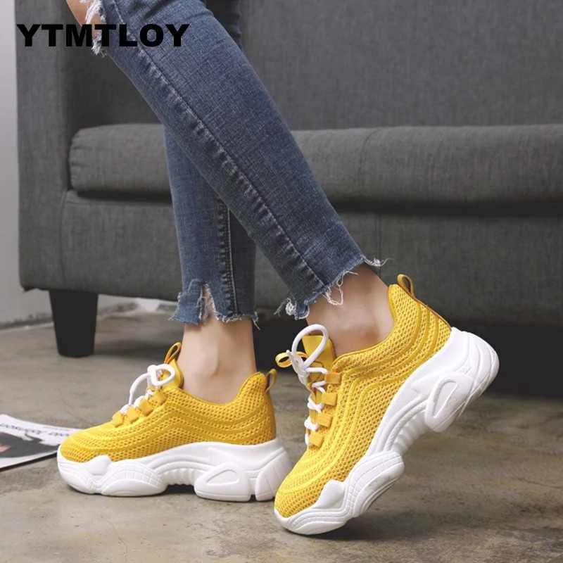 Trendy flats with sporty style for an active lifestyle-Flats for sleek fit-Women Sneakers Autumn  air Mesh Tenis Fashion Casual Shoes Woman Comfortable Breathable Flats Female Platform Chaussure Femme 0