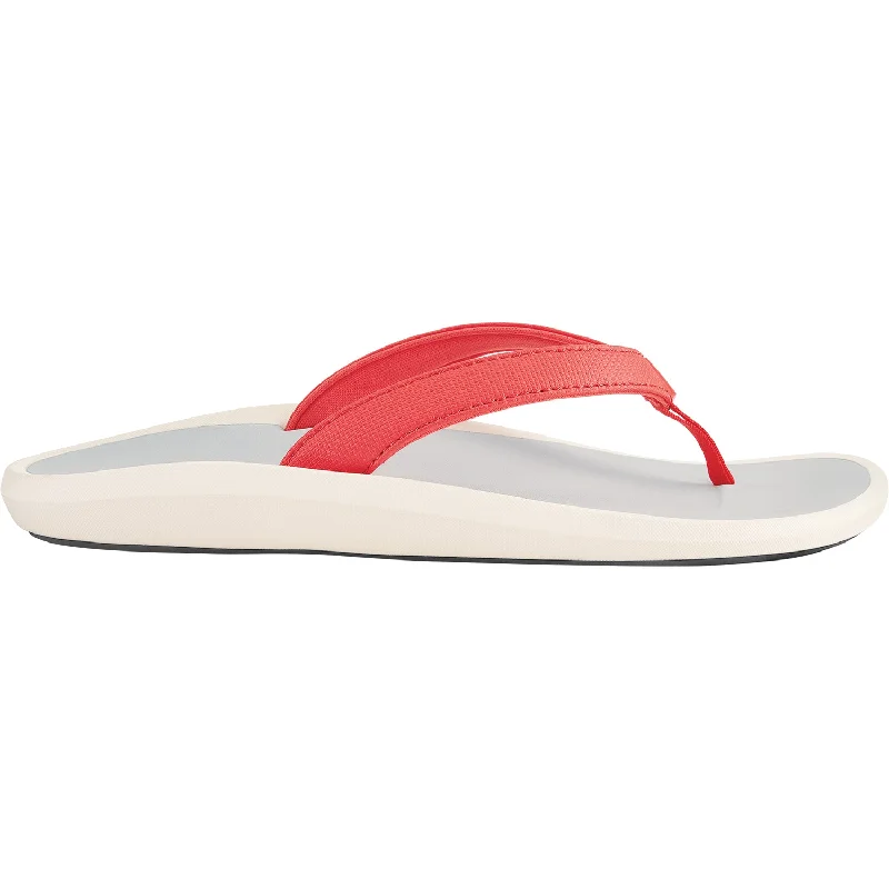 sandals for trendy looks with modern designsWomen's OluKai Pi'oe Hot Coral/Mist Grey Synthetic