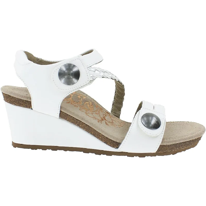 sandals with trendy wedge heel for elevationWomen's Aetrex Naya White Leather