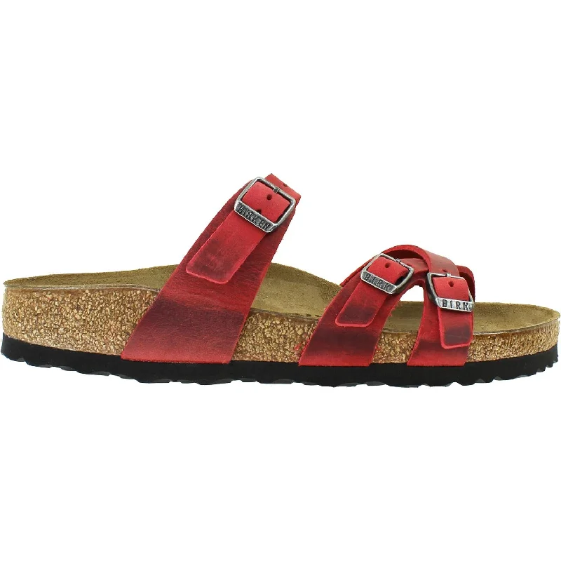 sandals with comfortable sole for summer adventuresWomen's Birkenstock Franca Fire Red Oiled Leather