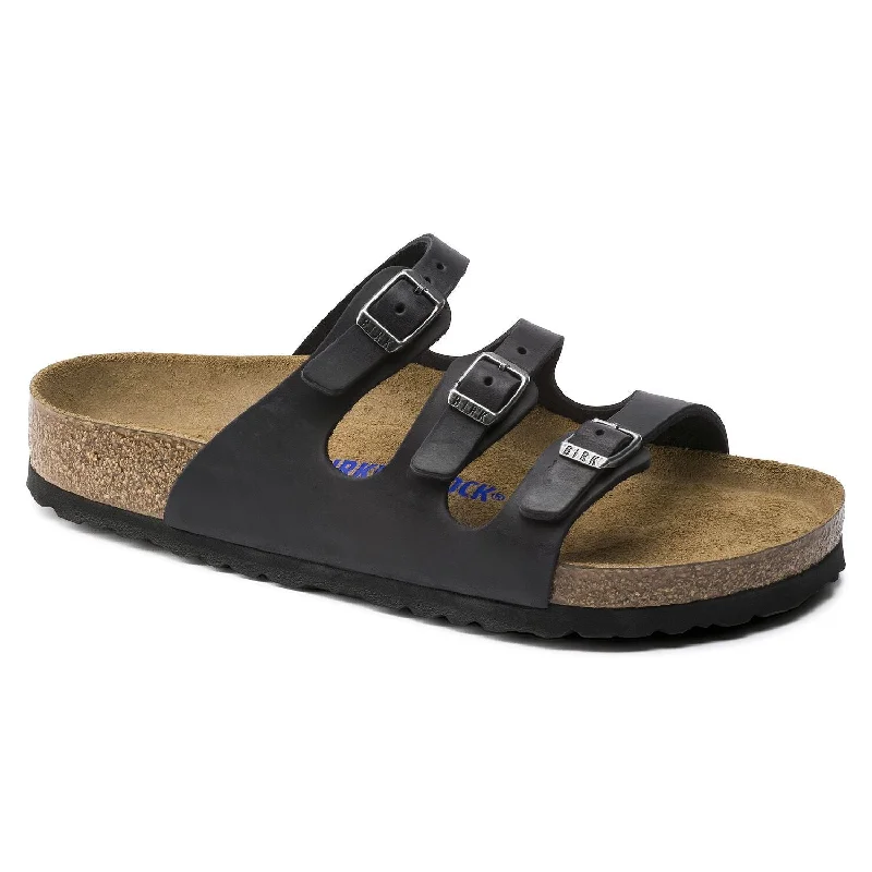 sandals with arch support for comfort and styleBirkenstock Florida Black Soft Footbed Oiled Leather