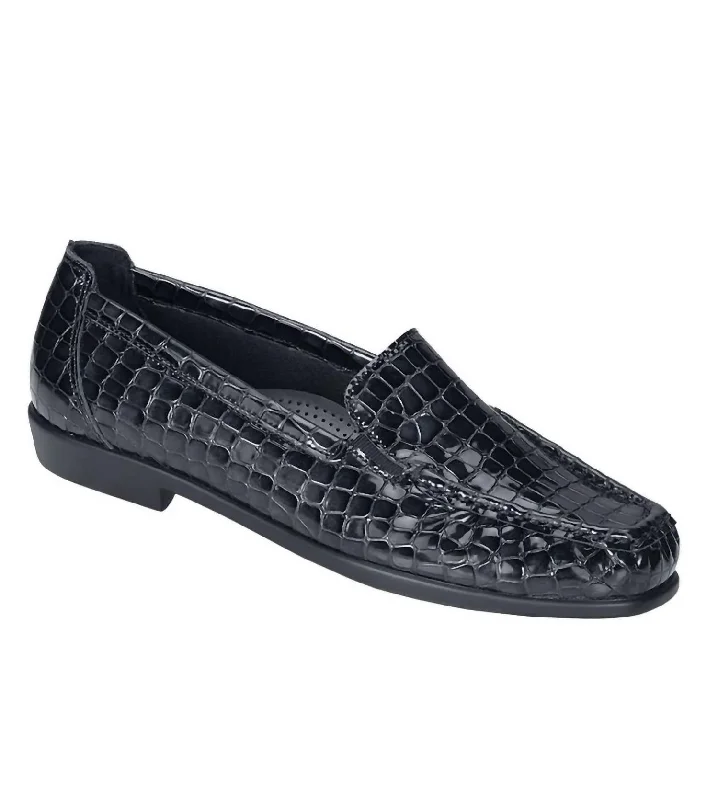 loafers for men with clean and sleek lookLoafers with Tight LacesWomen's Joy Loafer - Wide In Black Croc