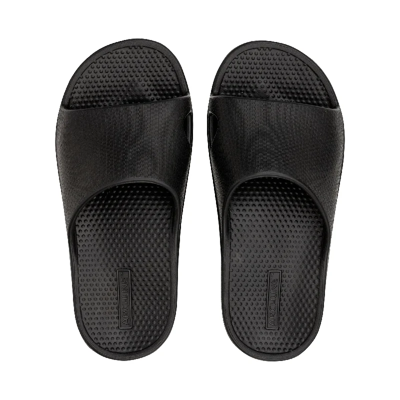 sandals for outdoor parties and gatheringsArchline Rebound Orthotic Slides - Black