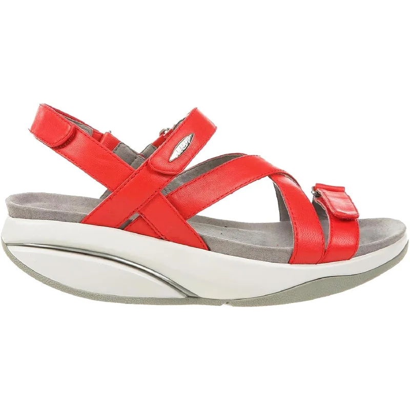 sandals with cushioned insole for long-lasting comfortWomen's MBT Kiburi Red Leather