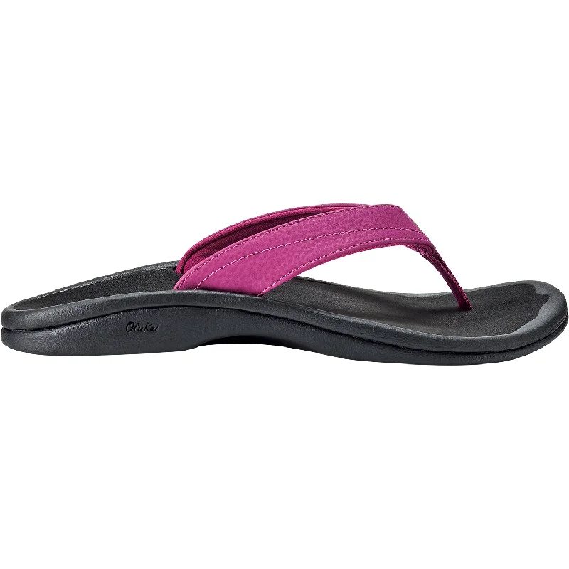 sandals with high-quality material for comfortWomen's OluKai Ohana Orchid Flower/Black Synthetic