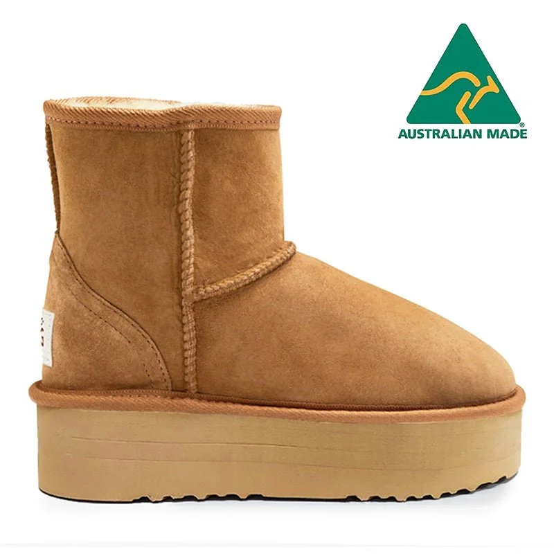 Comfortable rain boots for women with slip-resistant tread-UGG Platform Selena Ultra Short Boots-Made in Australia