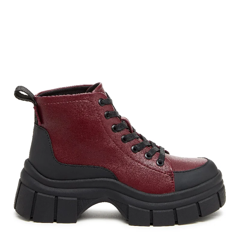 Trendy ankle boots for women with studded embellishment-Trusty Burgundy Platform Bootie