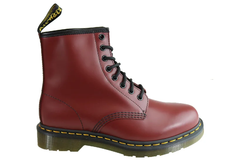 Stylish boots for women with buckle detail-Dr Martens 1460 Cherry Smooth Unisex Leather Lace Up Fashion Boots