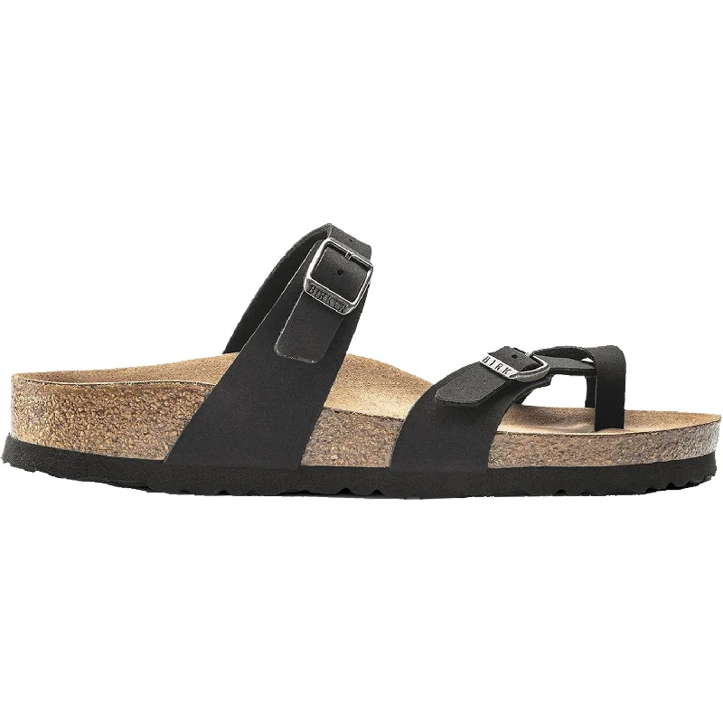 sandals with durable construction for outdoor useWomen's Birkenstock Mayari Vegan Black Birkibuc