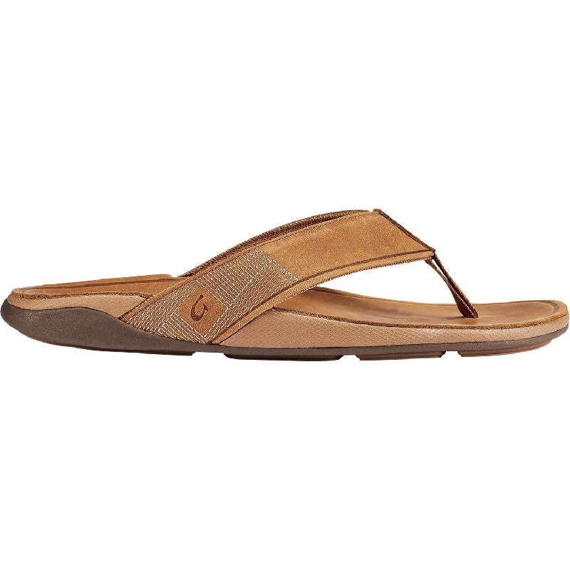 comfortable sandals for walking long distancesMen's OluKai Tuahine Toffee Leather