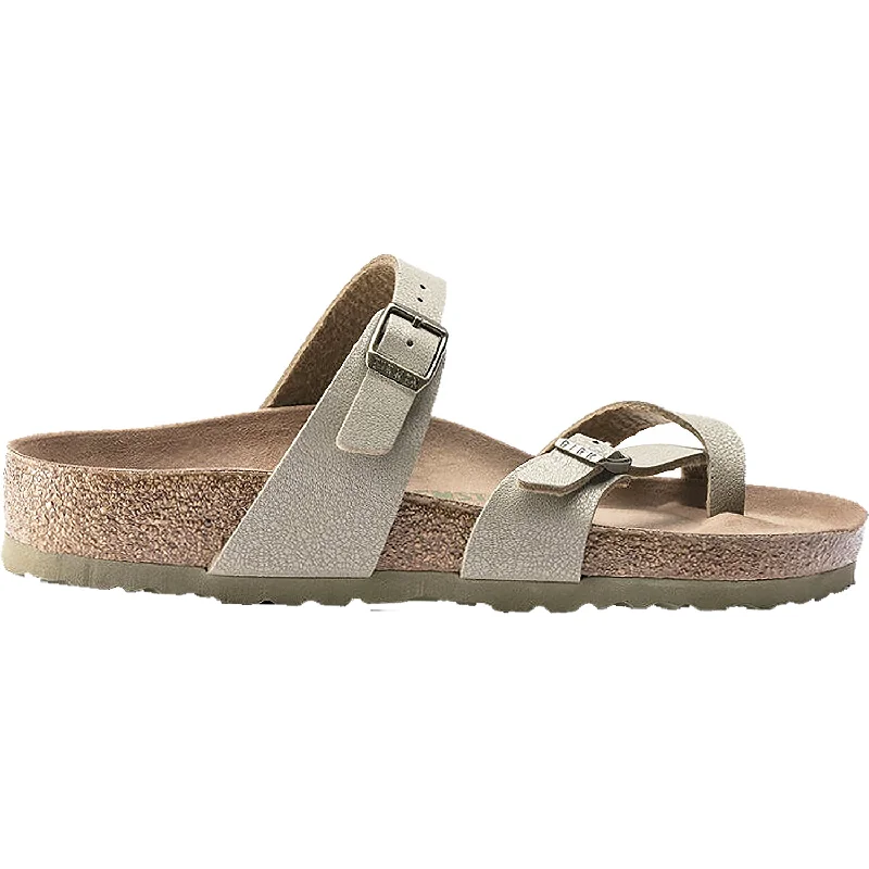 sandals with foot arch support for comfortWomen's Birkenstock Mayari Vegan Faded Khaki Birkibuc