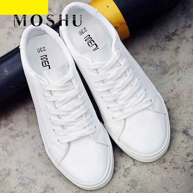 Trendy flats with quilted finish for a luxurious look-Flats for versatile fit-Women White Sneakers Tenis Feminino PU Leather Vulcanized Shoes Ladies Trainers Casual Flats Lace-Up Zapatillas Mujer