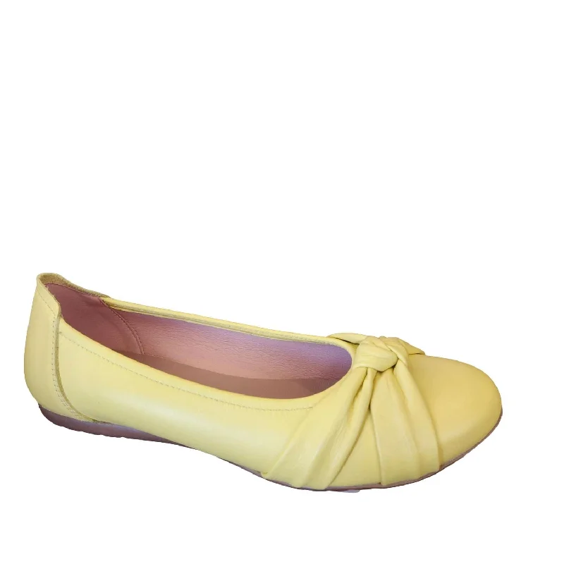 Flats with buckle detail for a stylish look-Flats for sporty look-London Knotted Flats In Lemon