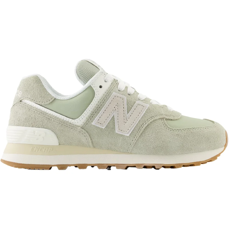 athletic shoes for women with cushion heel for soft landing-Athletic shoes for outdoor enthusiastsWomen's New Balance WL574QD2 Olivine/Moon Beam Suede