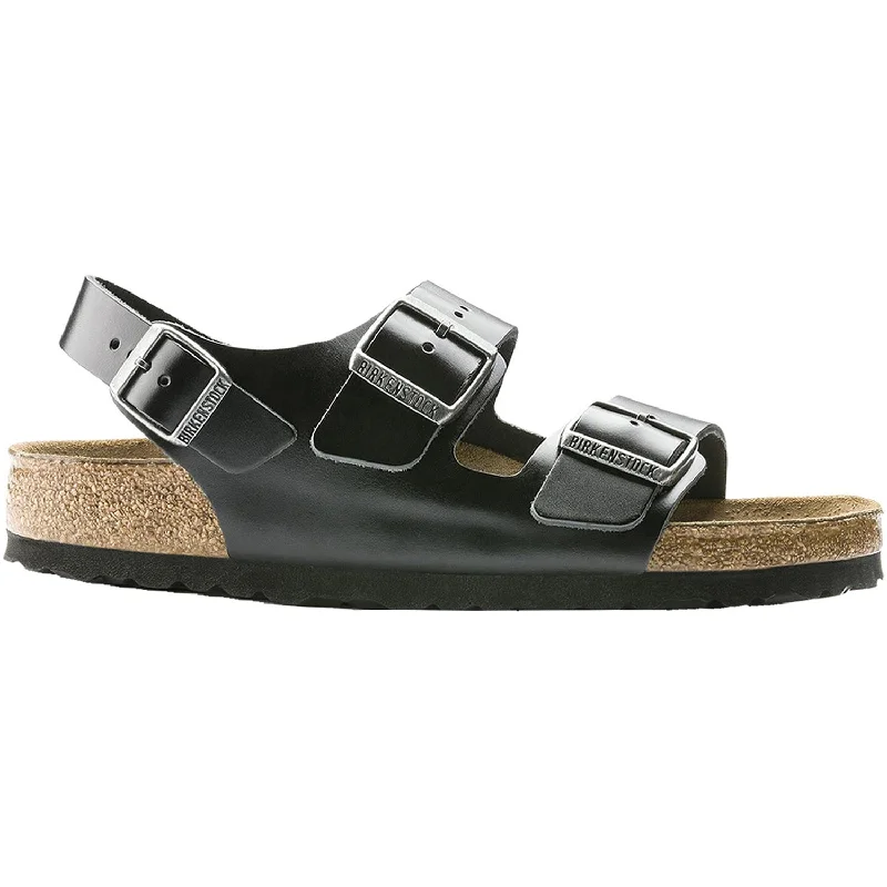 sandals with padded straps for comfort and fitUnisex Birkenstock Milano Soft Footbed Black Amalfi Leather