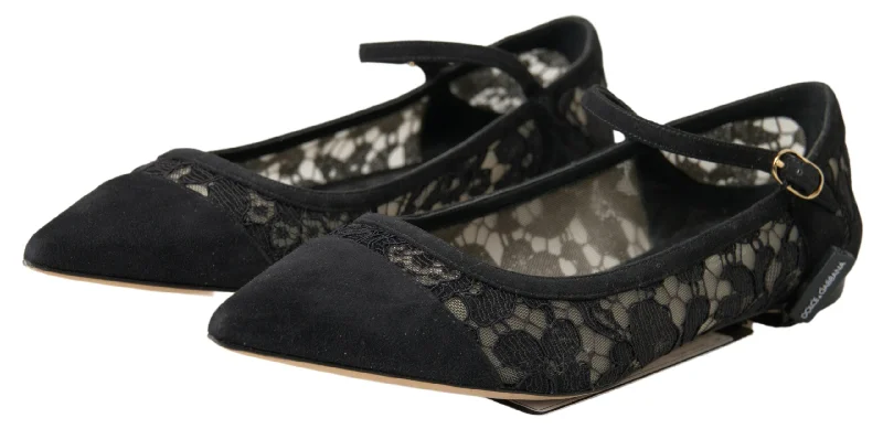 Trendy flats with bow details for added charm-Flats with low profile-Dolce & Gabbana Elegant  Lace Women's Flats