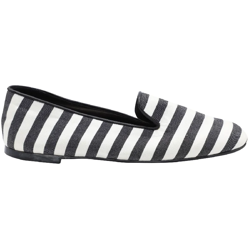 Stylish flats with low-profile design for sleek look-Flats for everyday fit-Tods Striped Ballet Flats in Black Canvas