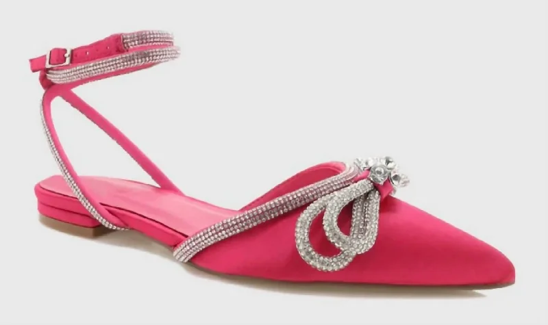 Classic flat shoes with soft leather for timeless appeal-Flats for minimalist appeal-Lainie Flats Raspberry Satin In Pink