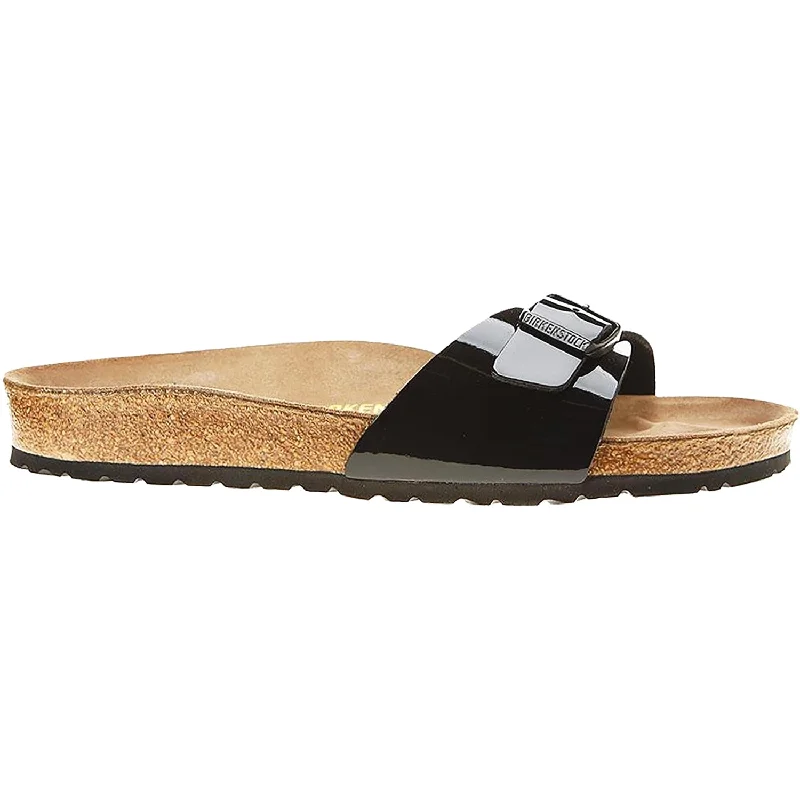 sandals with foot arch support for comfortWomen's Birkenstock Madrid Black Patent Birko-Flor