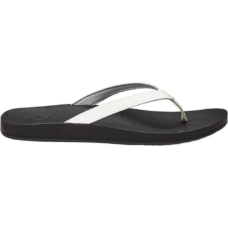 sandals with elegant straps for stylish lookWomen's OluKai Puawe White/Black Synthetic